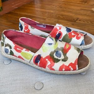 Toms Floral Open Toe Slip On Water Color Espadrille Alpargata Women's 8